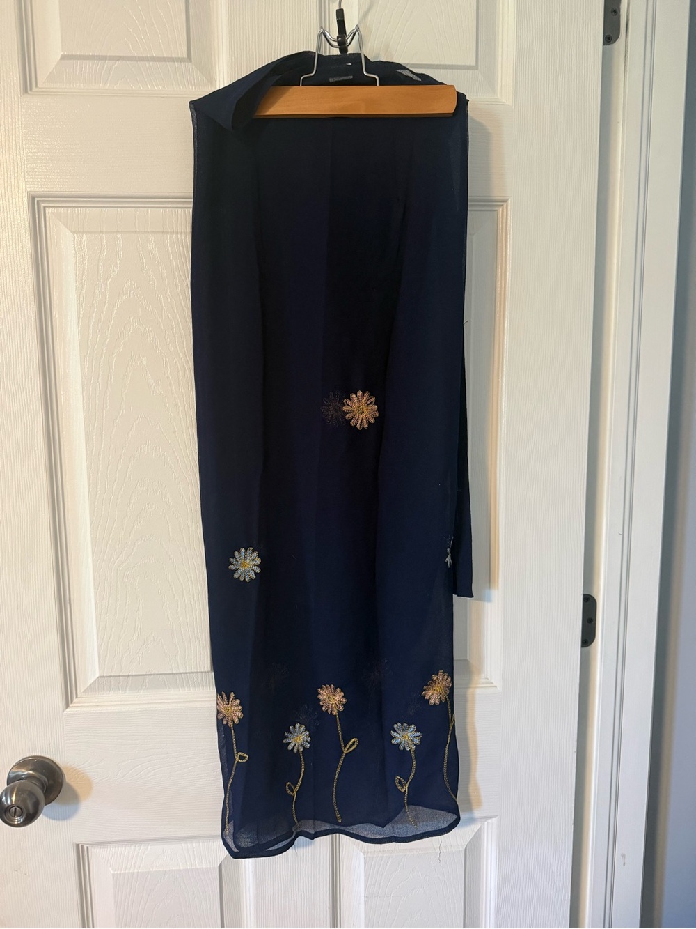 3/$15 Navy Embroidered Floral Maxi Sarong
